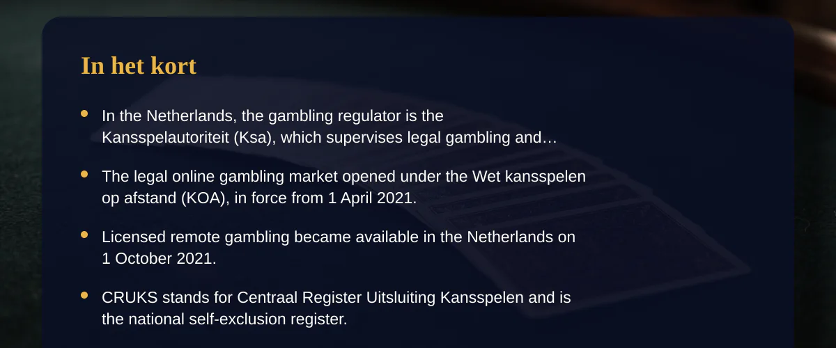 Verbod casino — In het kort