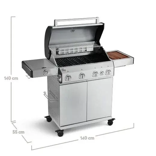 Burnhard Gasbarbecue Big Fred Deluxe - incl. Infrarood branders, gietijzeren rooster, thermometer in deksel, piezo-ontsteking en afdekkap - www.Vleeskopenbijdeboer.nl