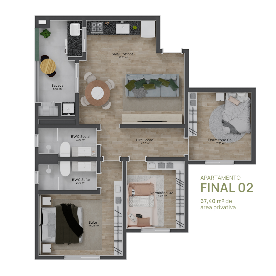 Planta Humanizada 02 — Sunset Residence