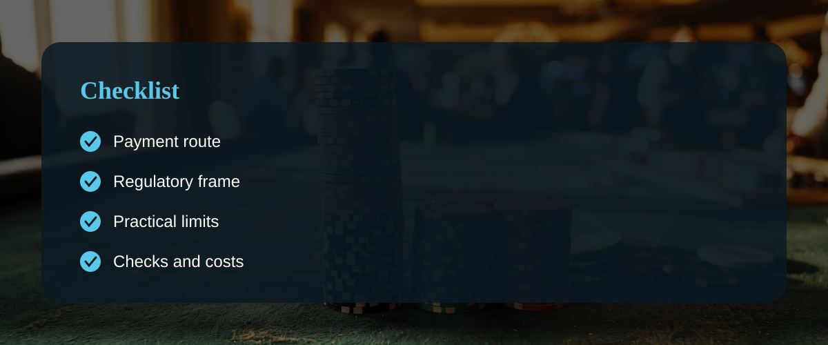 Casino top up by phone: a careful check — Checklist