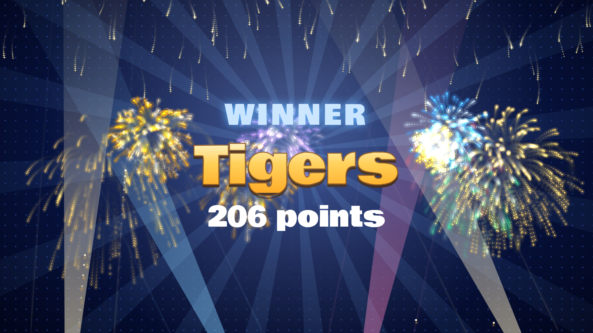 Survey Showdown – Winner screen with fireworks