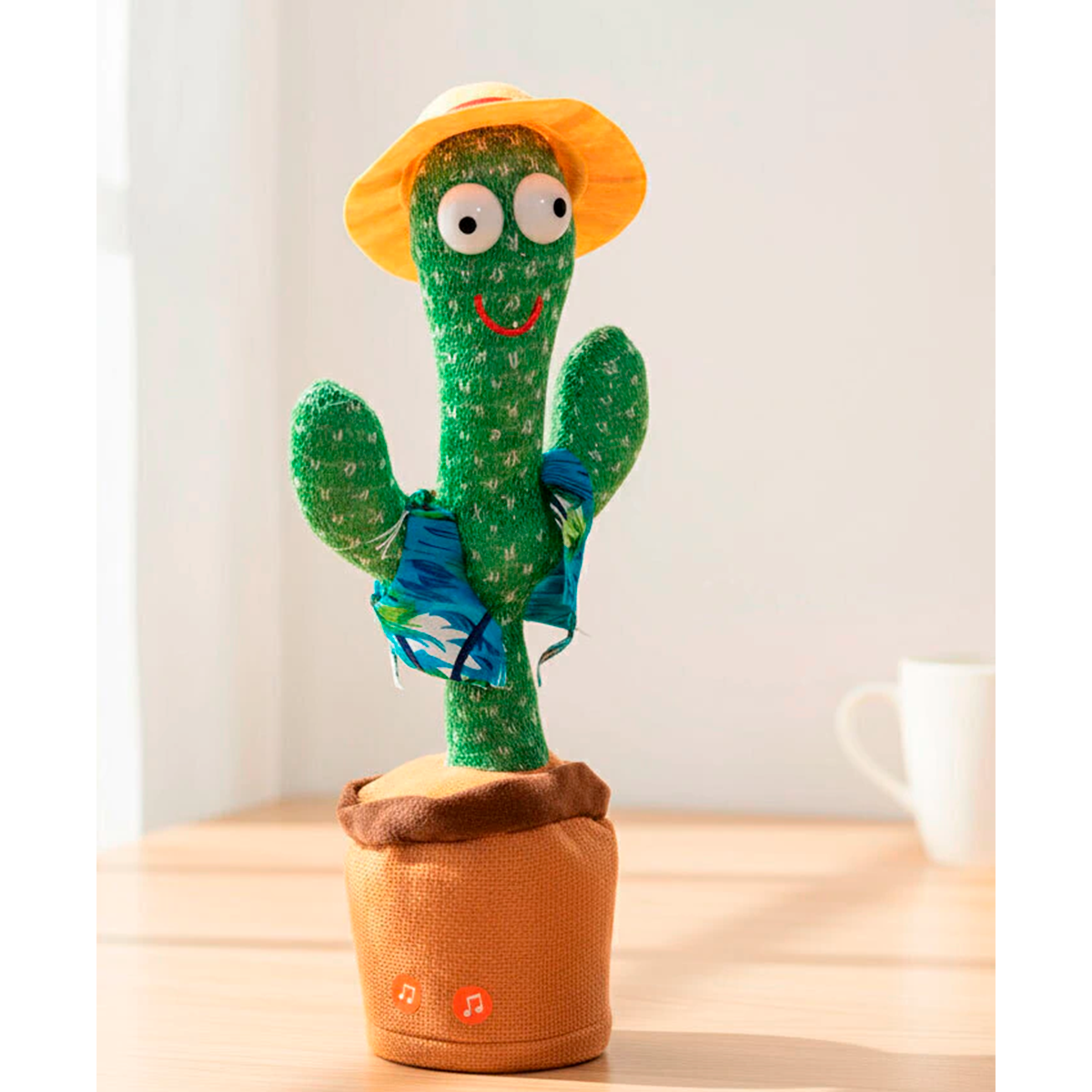 Cactus bailar&iacute;n interactivo con sombrero y base textil