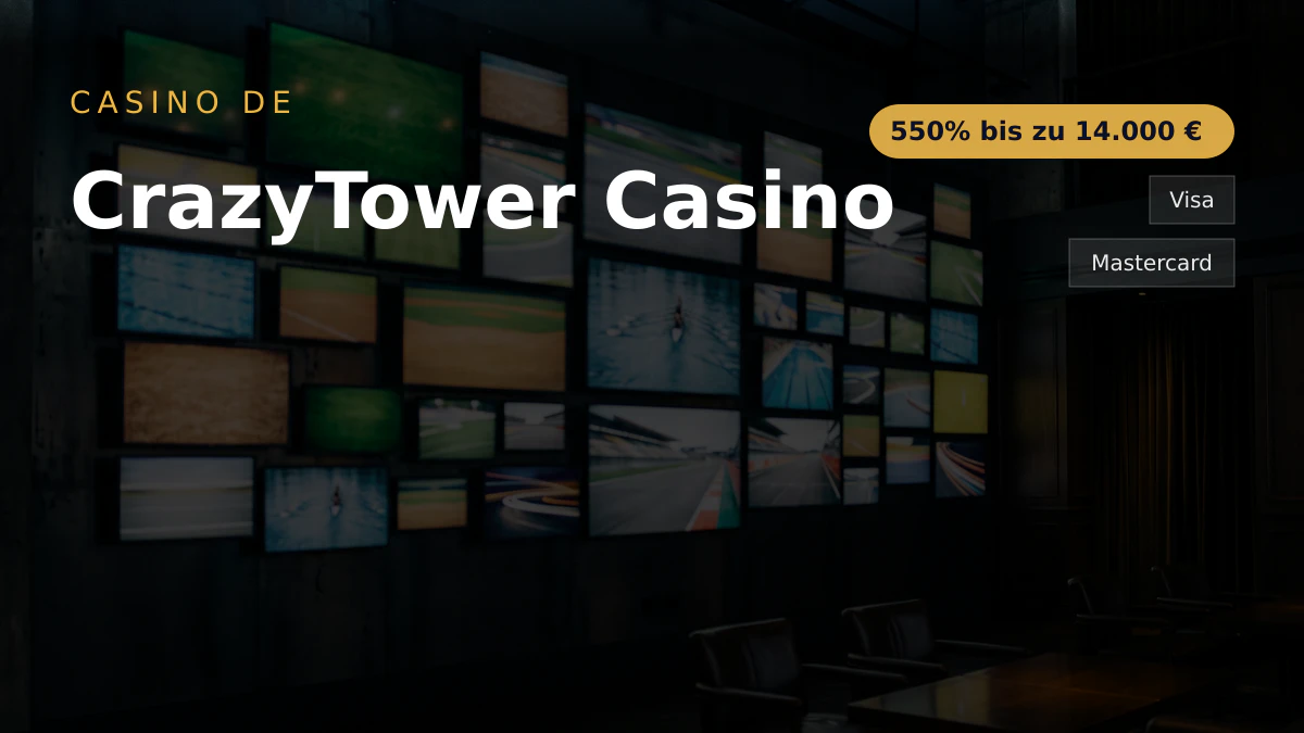 CrazyTower Casino — Willkommensbonus 550% bis zu 14.000 € + 400 FS, Zahlungen: Visa, Mastercard, Skrill, Neteller, Paysafecard