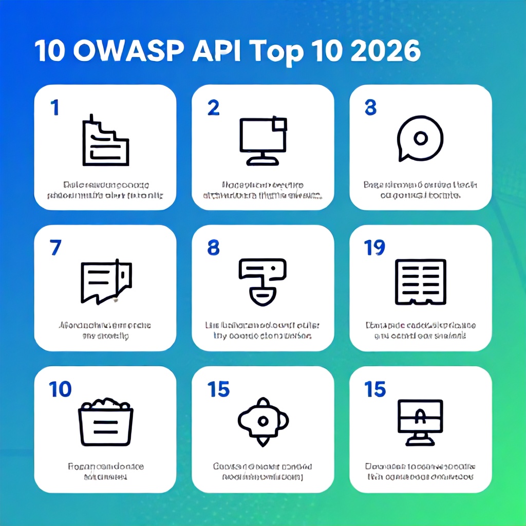 Infographic of OWASP API Top 10 2026 risks with numbered icons