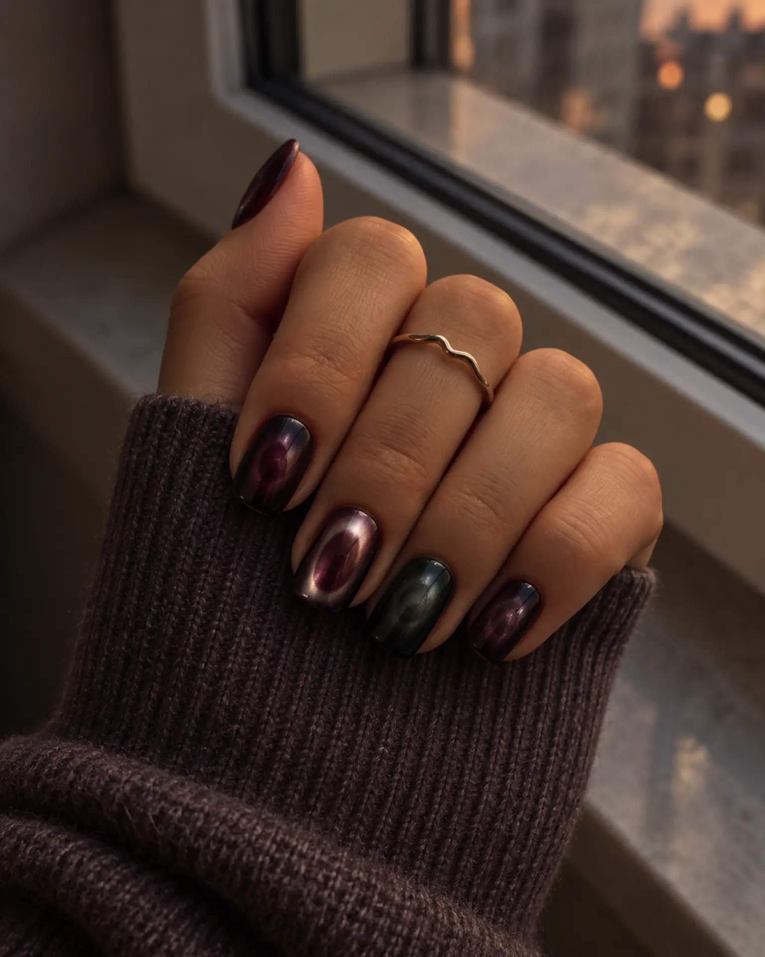 Chrome Aura Accent manicure inspiration for dark aura nail ideas