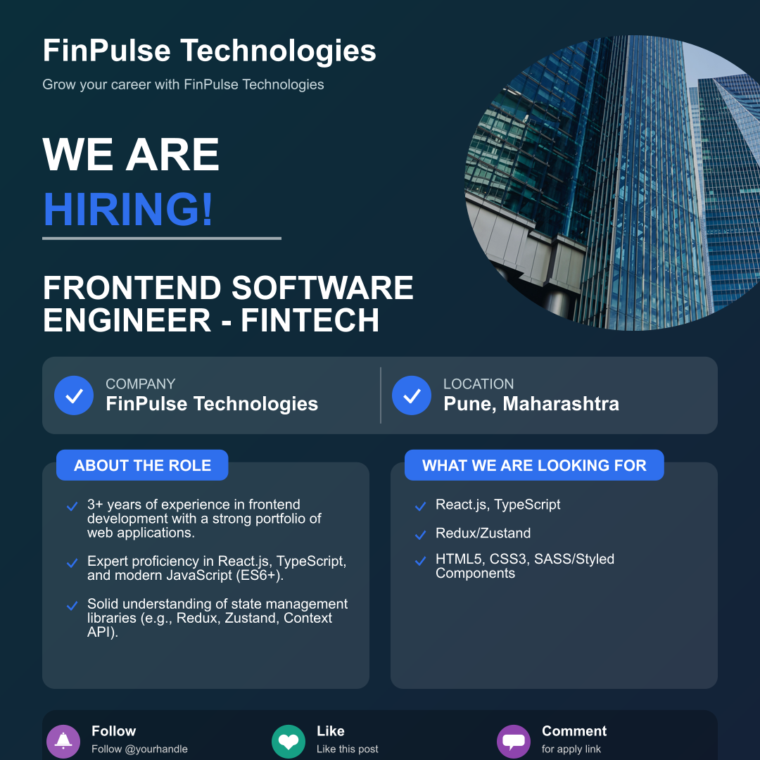 FinPulse Technologies Careers 2026: Frontend Software Engineer - Fintech Role Open
