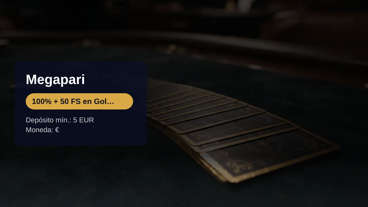 Megapari casino — bono de bienvenida 100% + 50 FS en Golden Mine (Mancala), máximo, pagos: Visa, Mastercard, PayPal, Skrill, Neteller