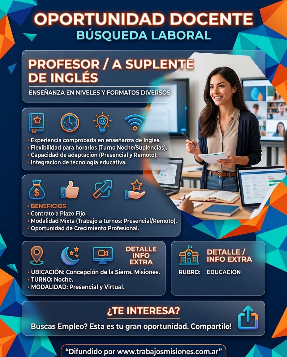 Se Busca Profesor / a con Eperiencia en Ingles en Concepcion de la Sierra