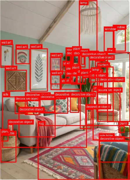 Gemini detection results on interior scene