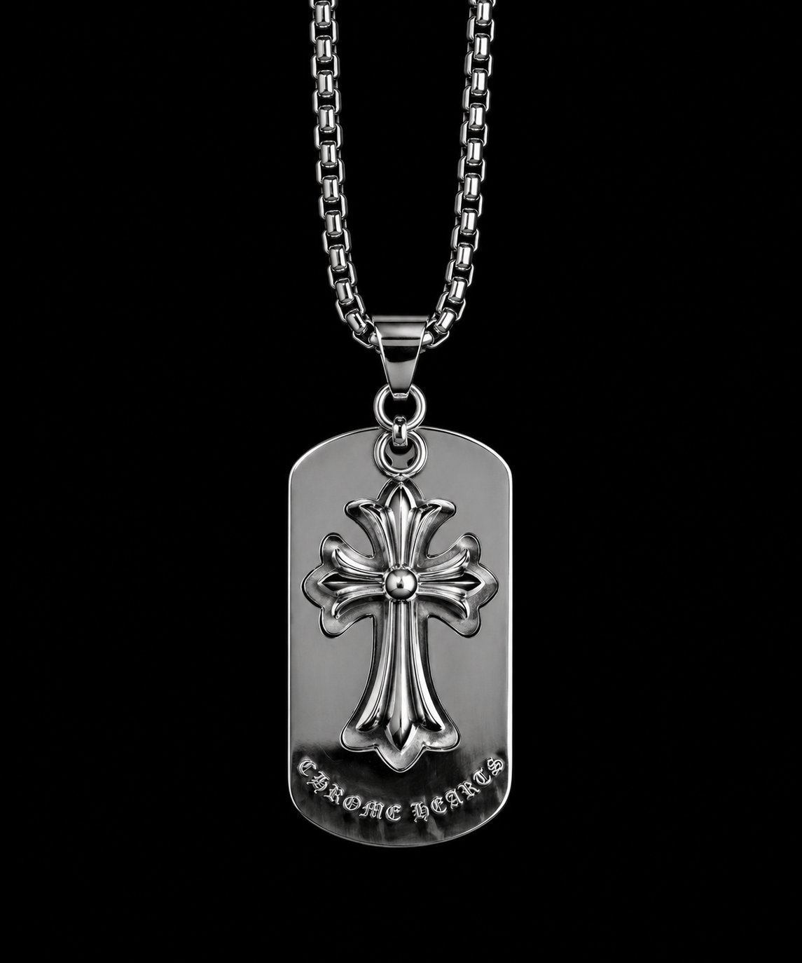 Chrome Hearts  Raised Cross Dog Tag