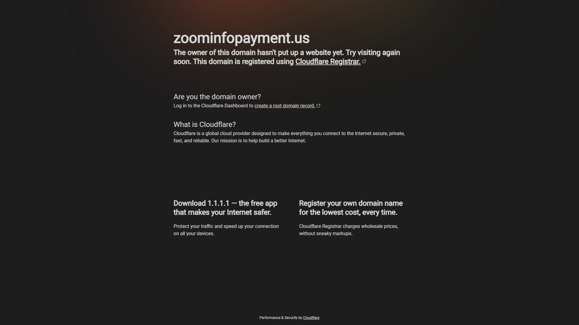 لقطة شاشة لـ zoominfopayment.us
