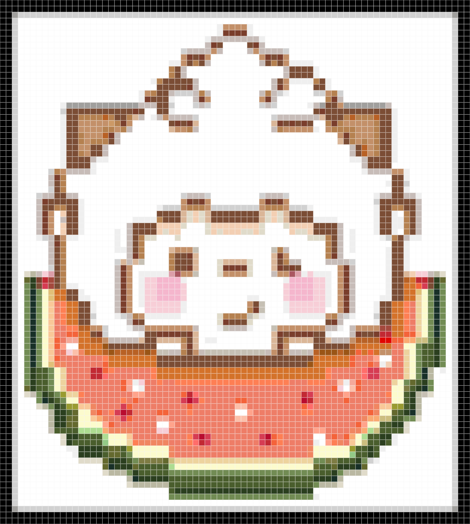 Cute Watermelon Sheep Pixel Art Perler Bead Patter
