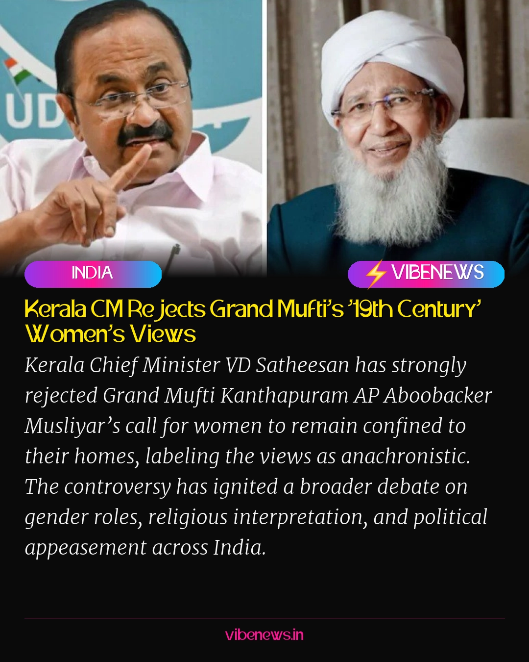 Kerala CM Rejects Grand Mufti’s ‘19th Century’ Women’s Views