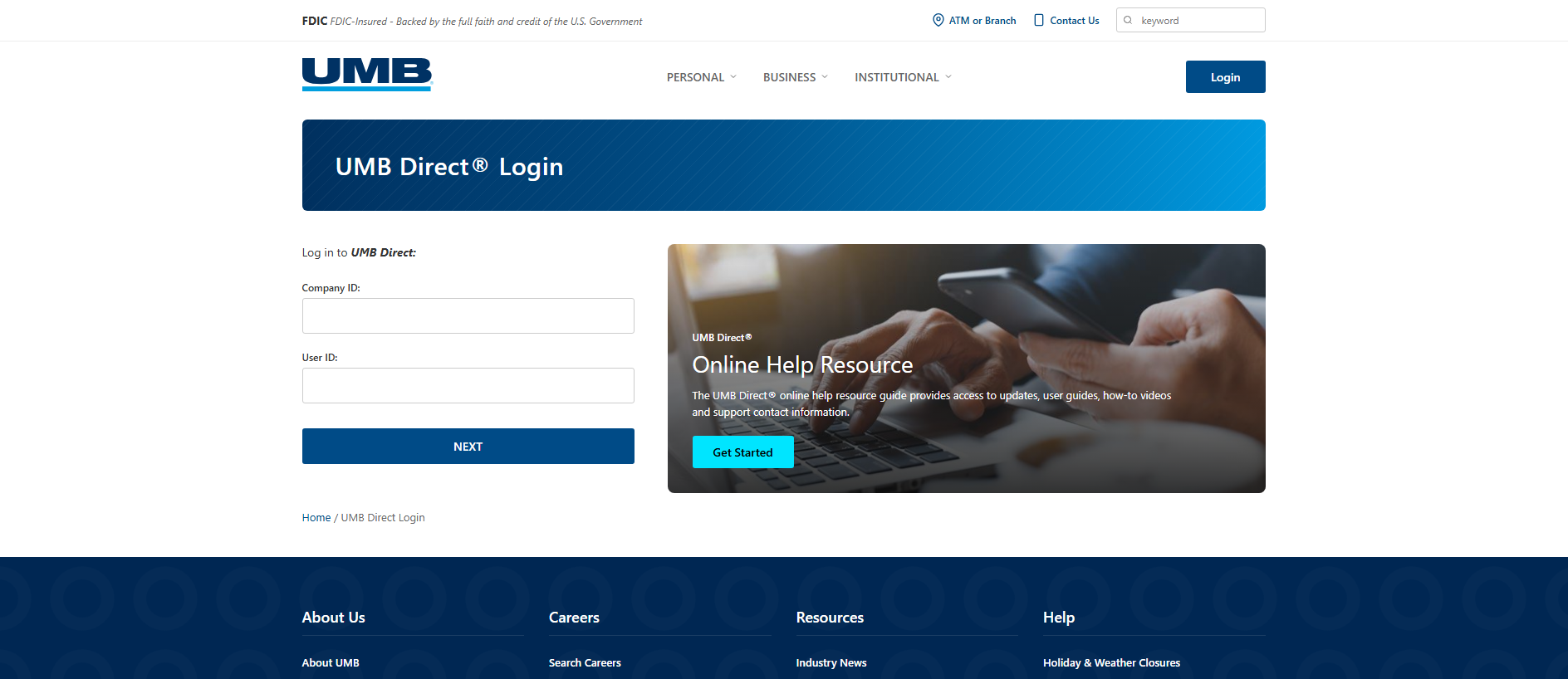 Screenshot of umb-conect.com