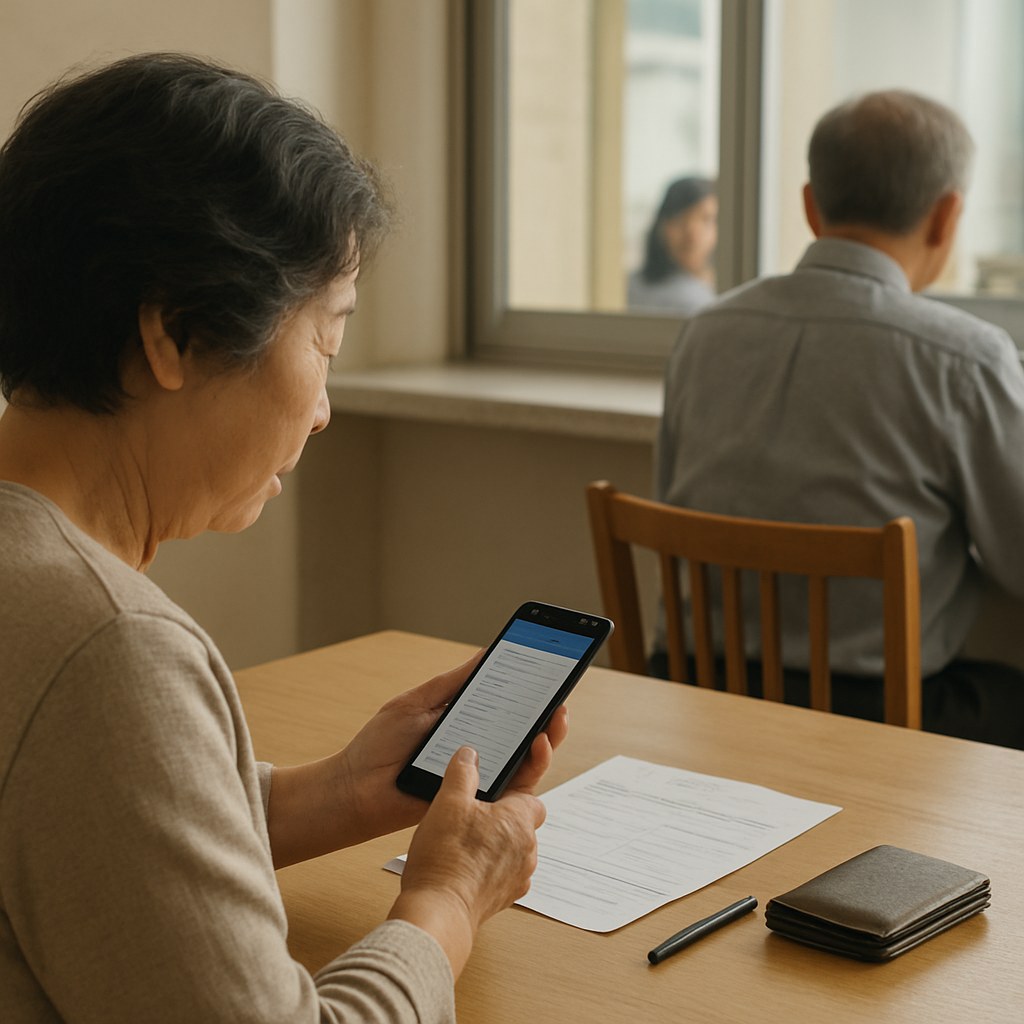 korean elderly couple happy home