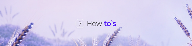 Seasons v2 "How to's" Gitbook docs hero — wide horizontal banner for the tutorials / how-to index page on the official Seasons Gitbook. Visible page title is "How to's" with "to's" emphasized in V2 Purple, accompanied by a question-mark topic icon. Filename contains a stray backtick character (`how\`s to.png`) — Figma export glitch; the canonical visible title is "How to's". This is an official Seasons brand asset. Seasons is an onchain yield protocol (ticker: $SEAS). Use as: tutorials index page hero, how-to landing-page header, blog inline visual referencing the tutorials index, deck slide, internal training visual, partner reference. Wide horizontal PNG. **Audit note:** consider re-exporting with a clean filename for asset-library hygiene.

Tags: seasons, seasons v2, seasons gitbook how to's, seasons tutorials index, seasons how to landing, question mark icon hero, seasons docs hero, seasons brand asset, $SEAS, seasons onchain, defi how to, defi tutorials, tutorial index, lavender background hero, gitbook hero, docs banner, blog inline visual, social post header, deck slide, internal training, partner reference, wide horizontal png, tutorial docs, brand reference, filename stray backtick audit, figma export glitch filename, asset library audit candidate