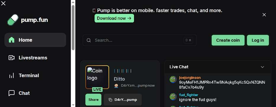 Screenshot of pumpstreamingchat.live