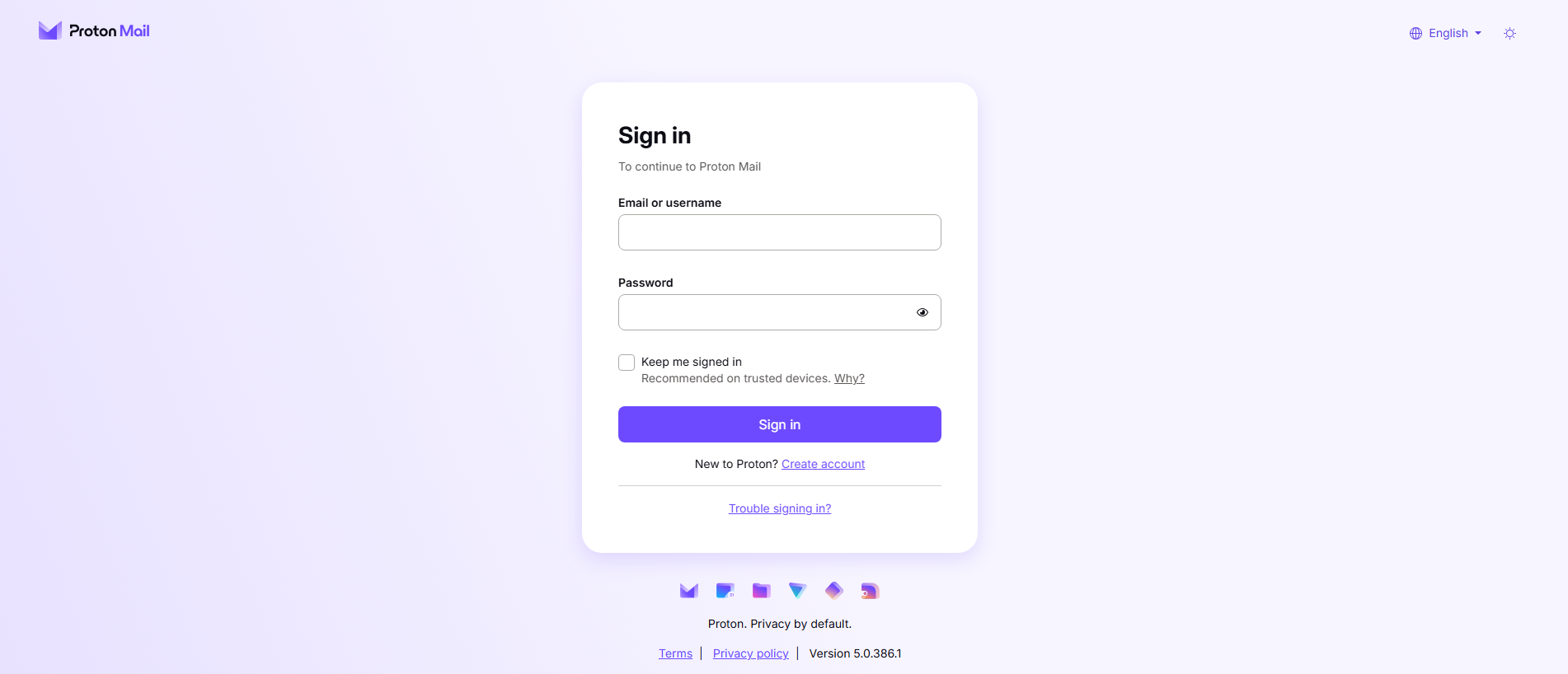 Screenshot of protonemail.live