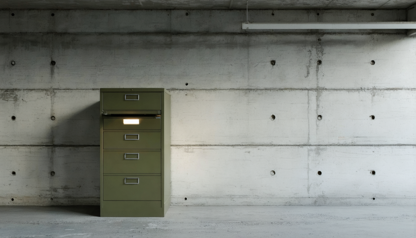 A filing cabinet doing more structural work than most bridges ever will.