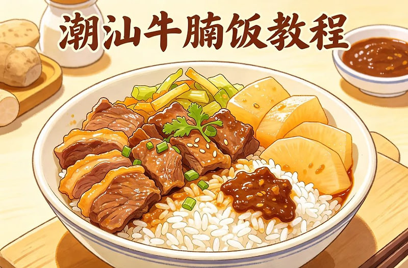 潮汕牛腩饭教程，从炖煮到出餐全套商用配方