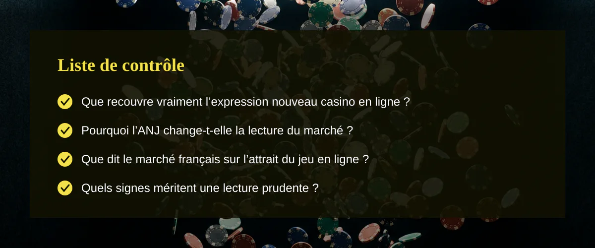 Nouveau casino en ligne face au cadre français — Liste de contrôle
