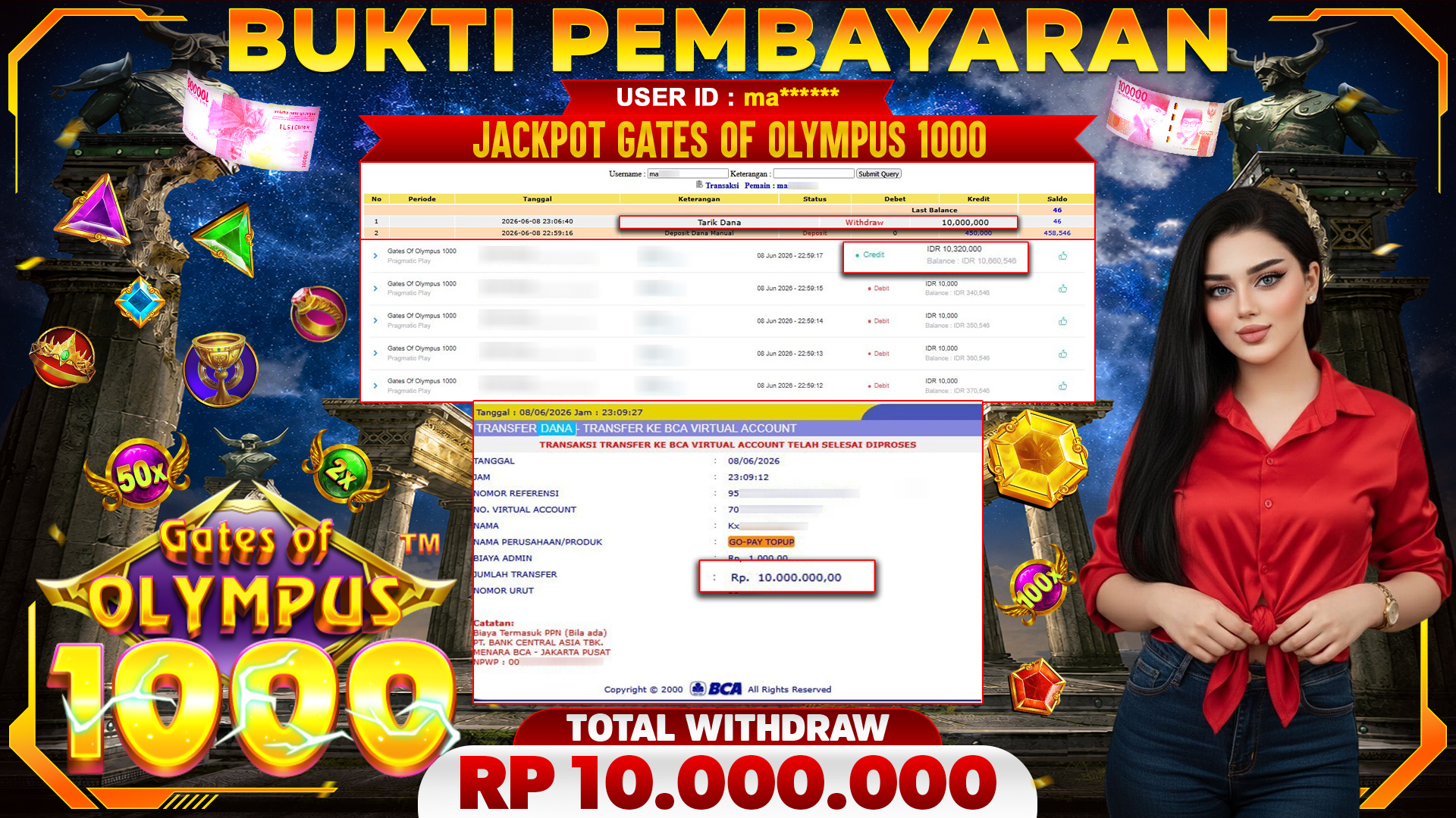 🏆 SELAMAT KEPADA PEMENANG JACKPOT DI Gates Of Olympus 1000 - Pragmatic Play 10,000,000🏆
