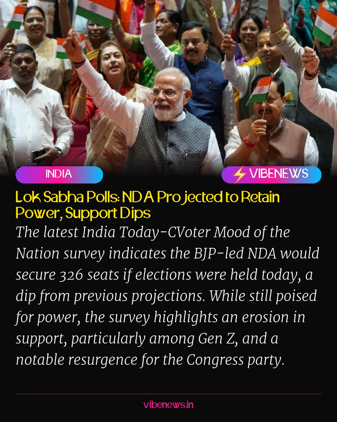Lok Sabha Polls: NDA Projected to Retain Power, Support Dips