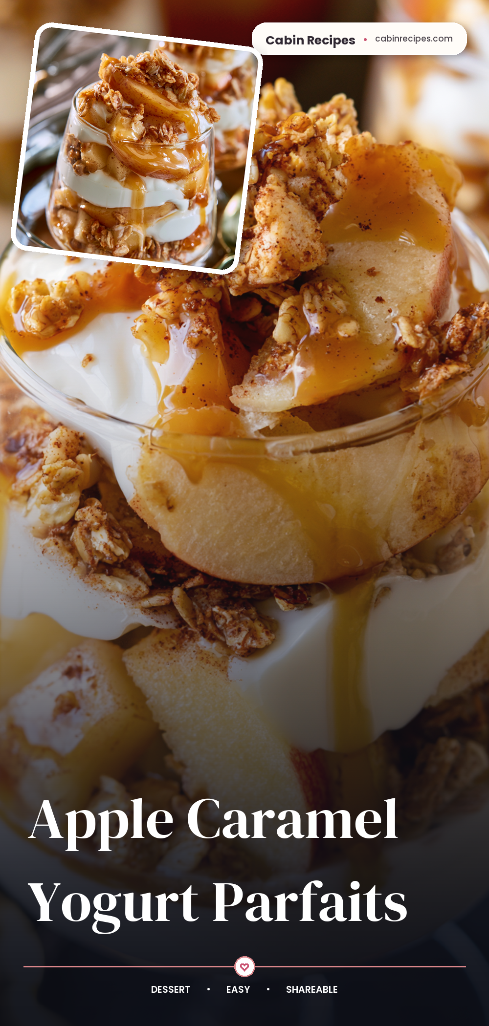Pinterest graphic for Apple Caramel Yogurt Parfaits