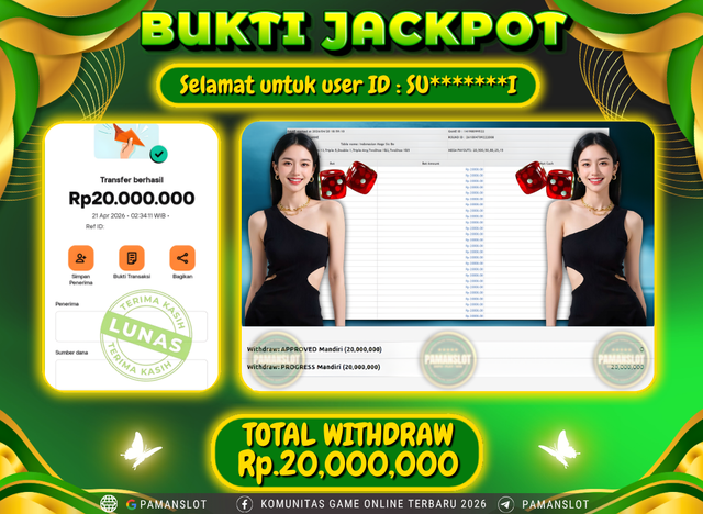 Selamat kepada Member PAMANSLOT LIVE PP - MEGA SIC BO : SU*******I