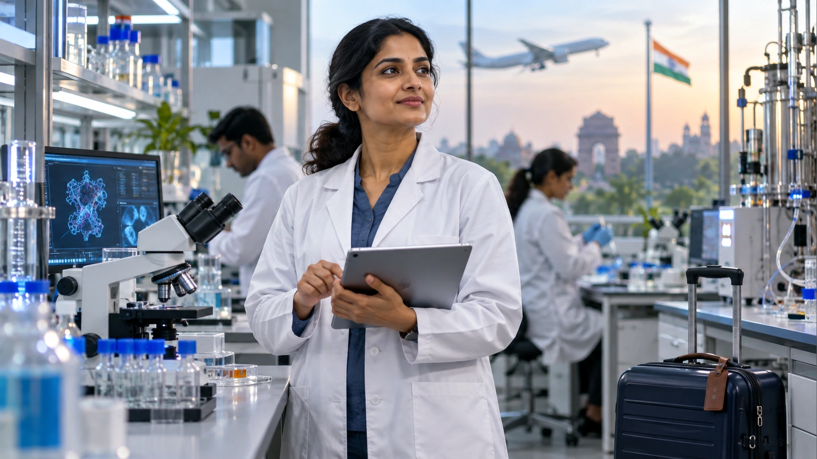 क्लिनिकल रिसर्च: इनोवेशन के लिए 'रिवर्स ब्रेन ड्रेन' की जरूरत - A Woman In A Lab Holding A Tablet