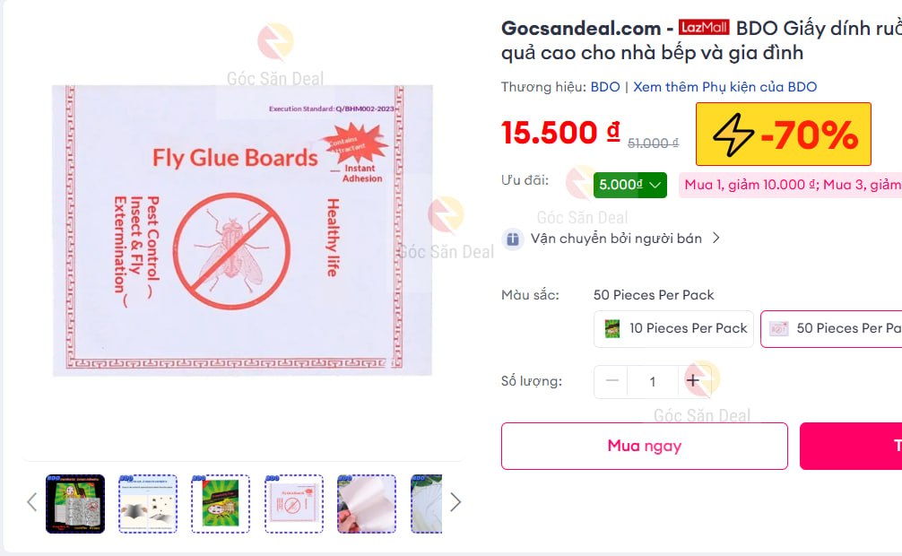 BDO Giấy dính ruồi dễ sử dụng 2 bước, hiệu quả cao cho nhà bếp và gia đình