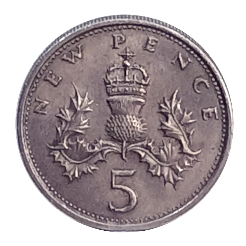 Moeda 5 New Pence 1969 Reino Unido – Soberba Com Pátina Natural | KM# 911 - Foto 2