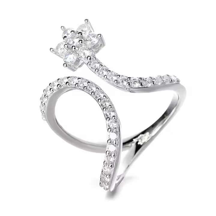 Floral Bypass Open Ring