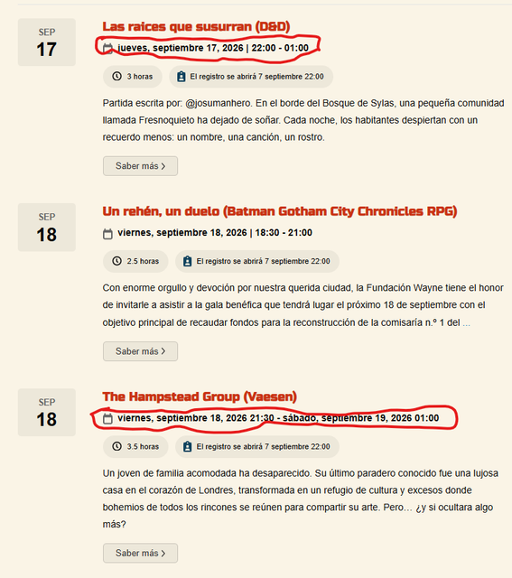 fechas