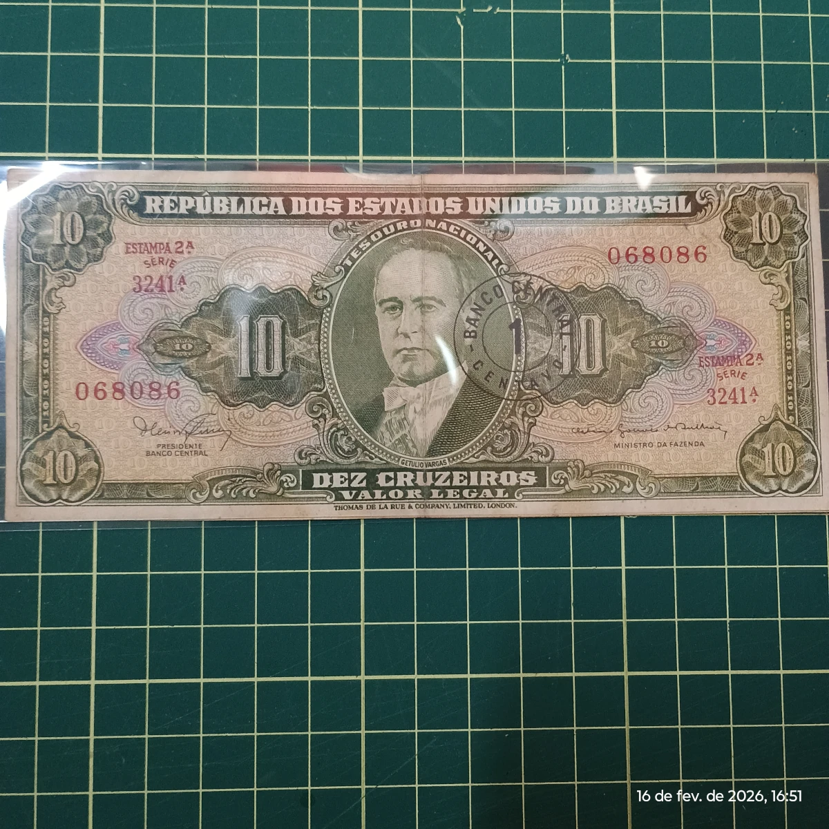 Cédula Carimbada 1 Centavo de Cruzeiro Novo de 1967 com Numeração Trinaria - Foto 5