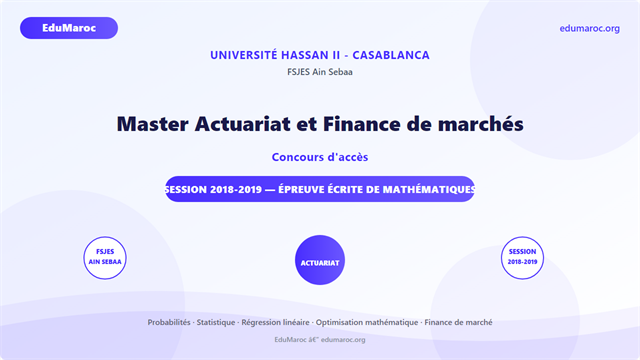 Master Actuariat et Finance de marchés — FSJES Ain Sebaa 2018-2019