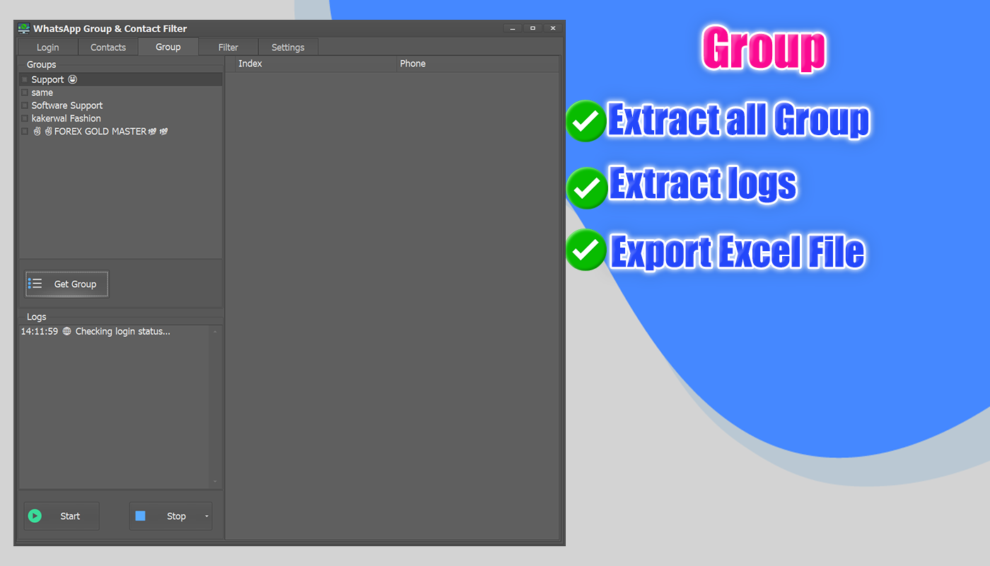 WhatsApp Contact & Group Extractor + Number Filter