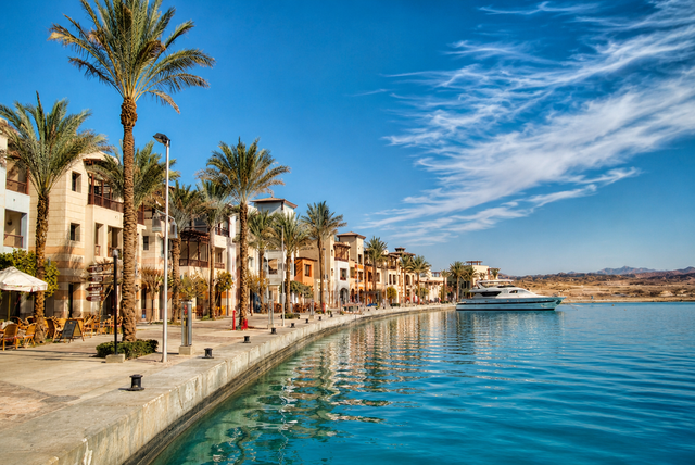 Luxury yacht marina docks in Port Ghalib
