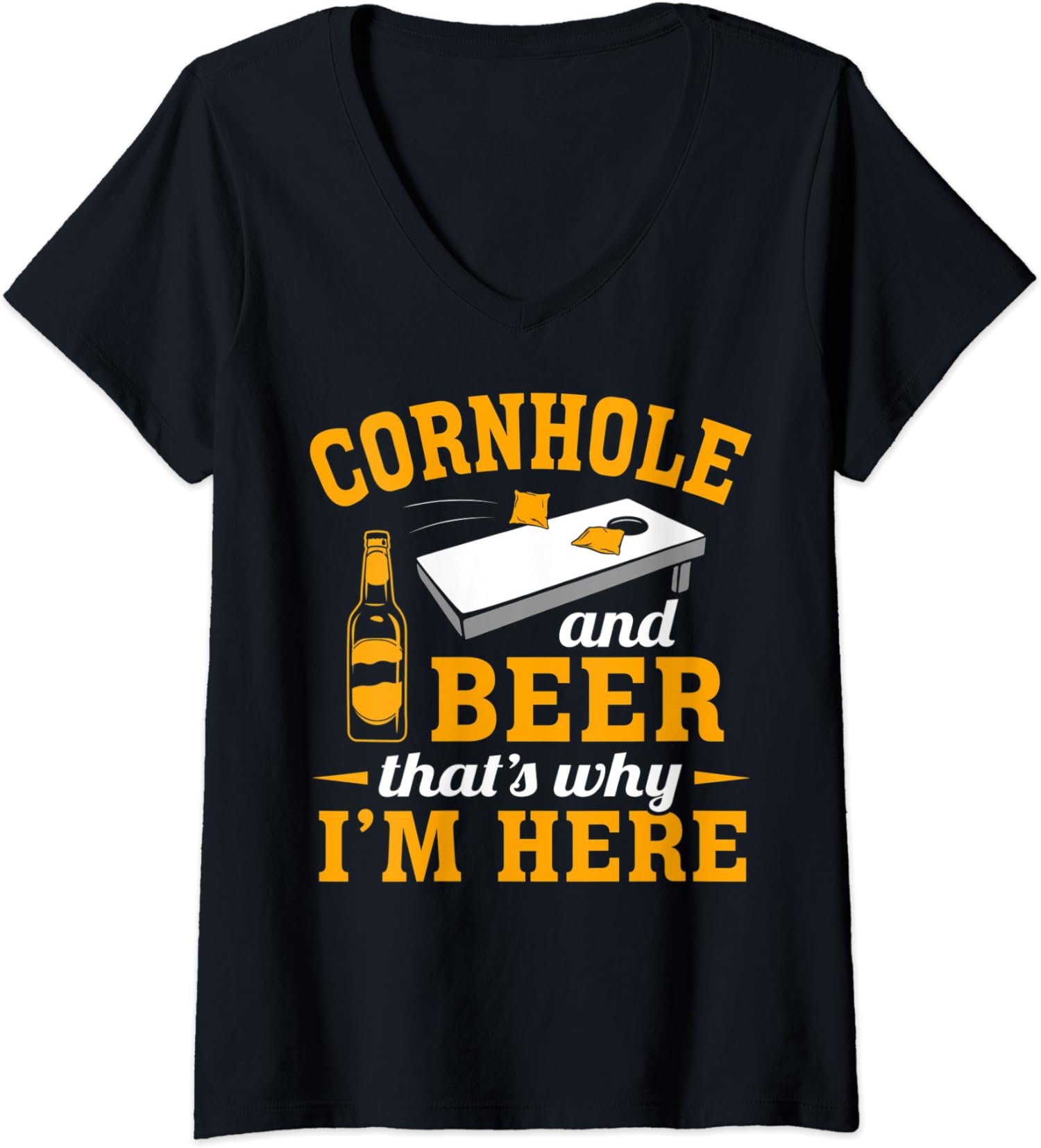 Cornhole And Beer Cornhole Player Funny Cornhole Team Ladies’ V-Neck Tshirt