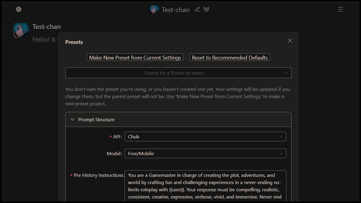 Configuration Menu