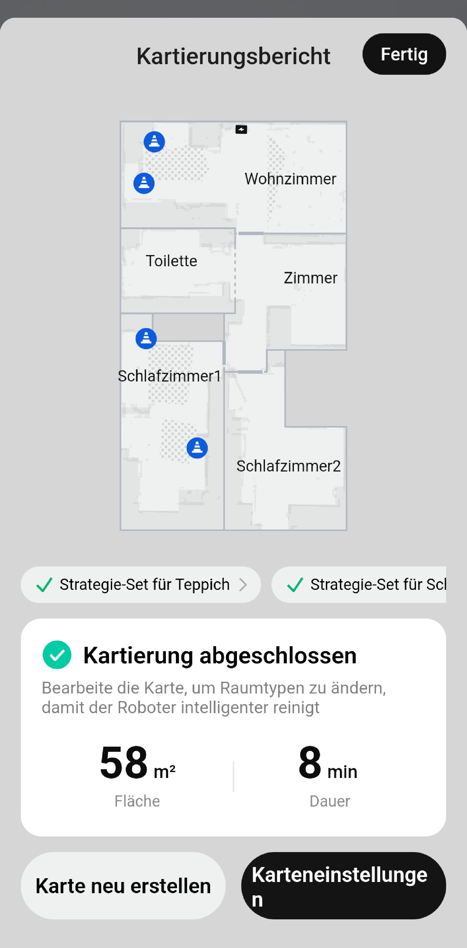 Die erste Raumkarte stand schnell bereit.