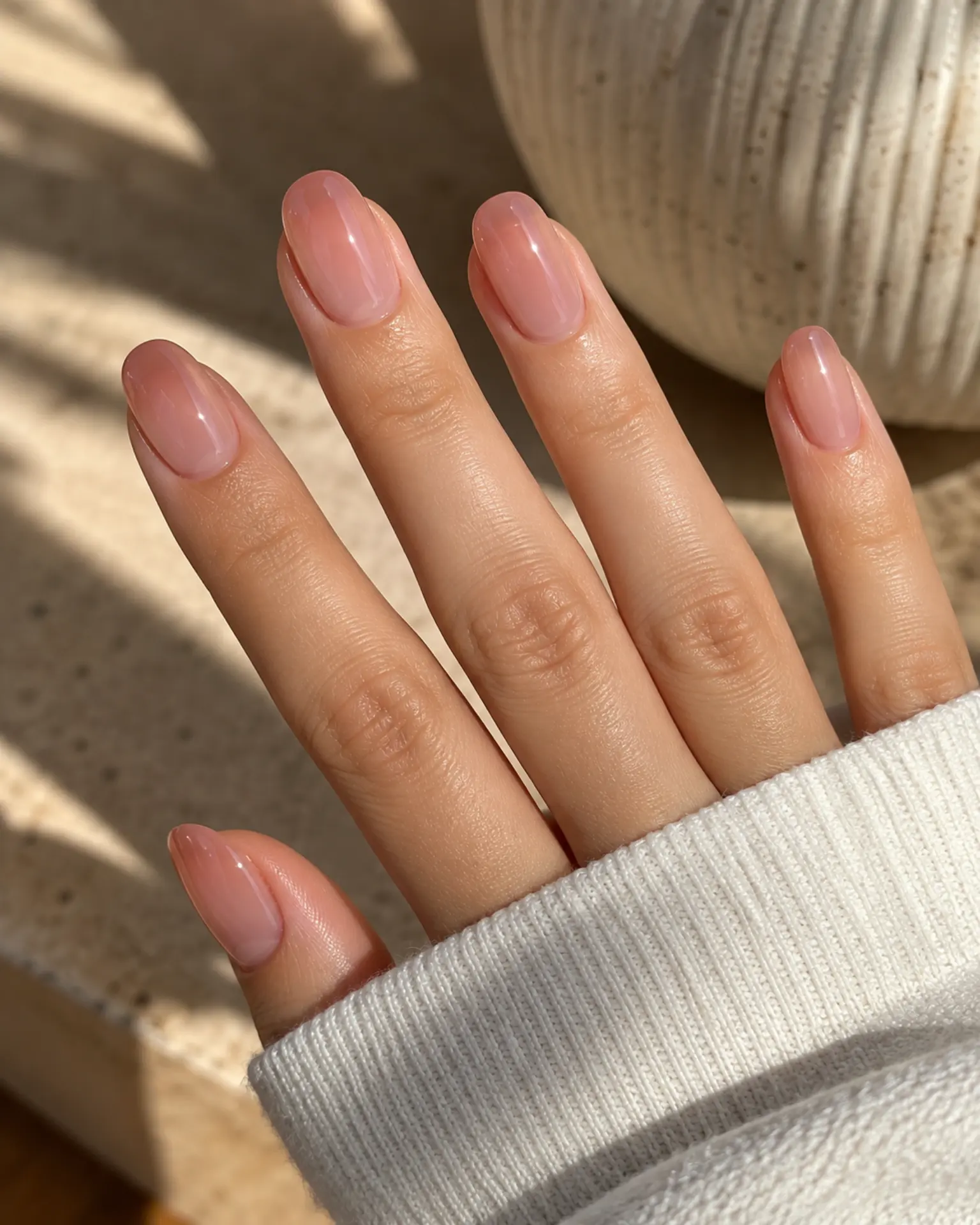 Round Sheer Jelly Wash manicure inspiration for round nail ideas