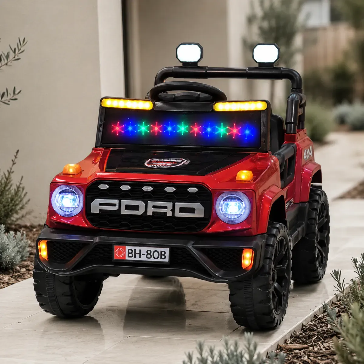 80 B Operated Jeep for Kids with Parental Control | Kids Electric Battery Car with 4x4 Motors, RGB Lights & Music | Rechargeable Electric Ride on Toy Car for Kid 1 to 6 Years