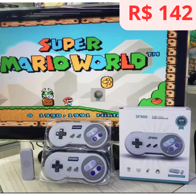 Video Game Retrô SF900 Super Nintendo 2400 jogos + 2 controles s/ fio Otimo Qualidade