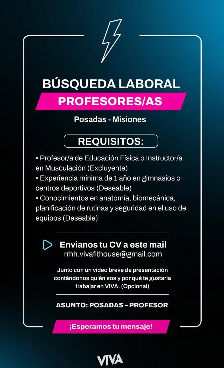 Se busca Profesores de Educación física en Posadas