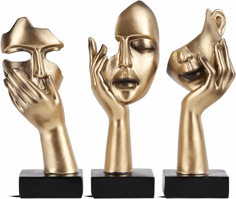 Thinker Sculptures – Modern Black & Gold Abstract Art for Home & Office