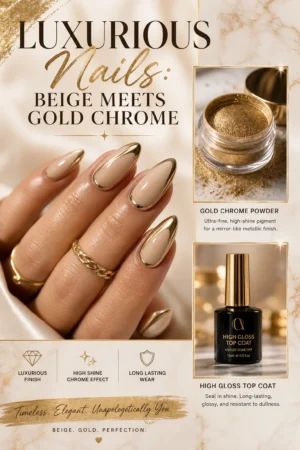 The Allure of Almond: Mastering the Beige and Chrome Gold Nail Art Trend