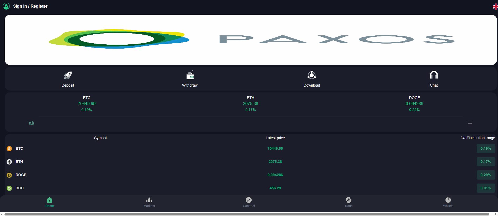 Stored screenshot of paxosbit.com