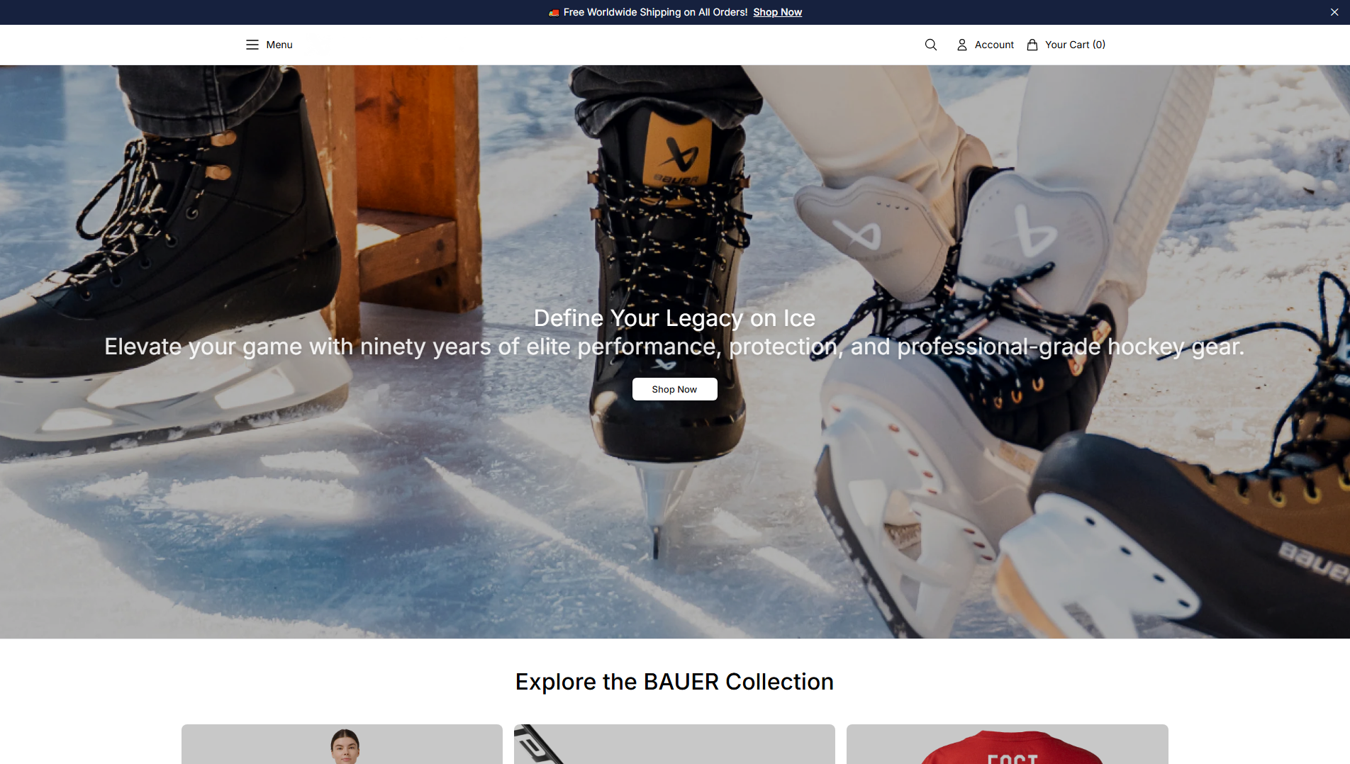 Stored capture of bauerofficial.shop