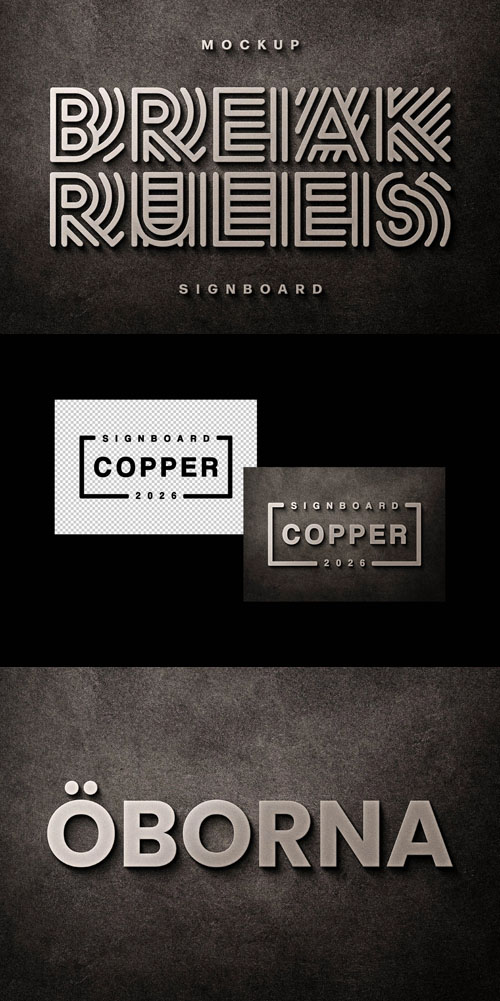 Copper Signboard Logo PSD Mockup Template